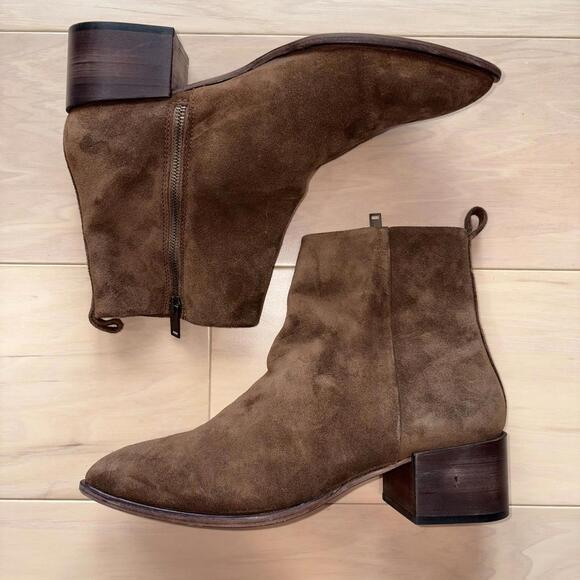 Thursday Tempo Brown Suede Heeled Boots Women’s Size 10 2 Inch Heel Dressy - Picture 2 of 8